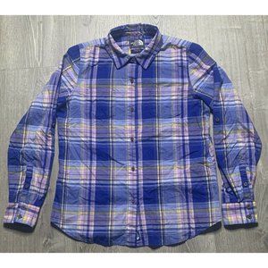Women's The North Face Long Sleeve Button Up Roll Tab Sleeve Shirt Multi Plaid L